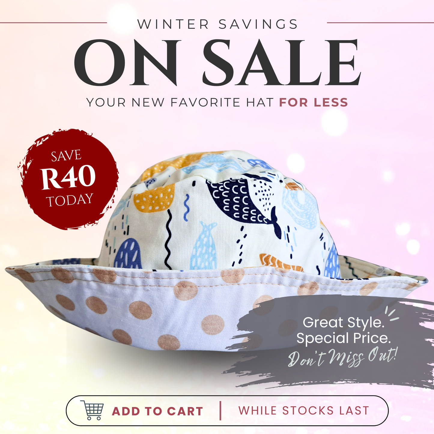 Whale Adjustable Kids Sun Hat